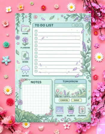 Meadow Cottage List Digital Printable Planner