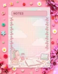 Pink Cloud Notes Digital Printable Planner