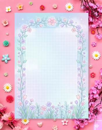 Pearl Blossom Frame Digital Printable Planner
